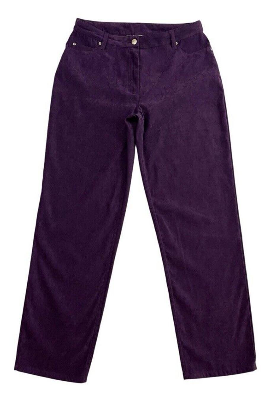 Chadwicks Velvet Pants Womens Size 12 Purple Straight Leg Mid Rise Stretch